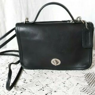 Vintage Coach Small 9924 Casino Black Leather Clutch Purse Bag Usa Made