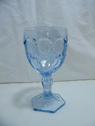Set Of 4 Vintage Fostoria Light Blue Wine Glass Moonstone Pattern