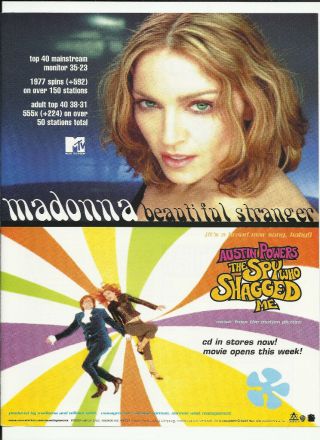 Madonna Stranger Trade Ad Poster For 1999 Austin Powers Soundtrack Cd