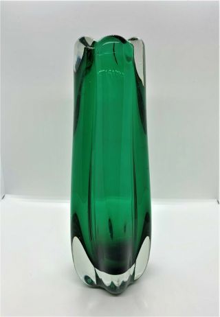 Vintage Signed Kosta Boda Elis Bergh Art Glass Green Vase 1940 