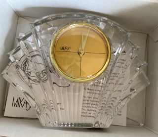 Vintage Mikasa Full Lead Crystal Art Deco Shell Fan Shaped 7 " Clock Germany