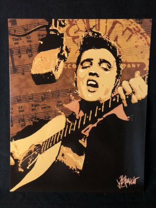 Elvis Poster Post Card 8 " X 10 " Joe Petruccio Art Memphis Sun Early Guitar 50 