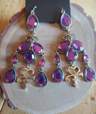 Prince Rogers Nelson Purple Rain Inspired Love Symbol Crystal Earrings