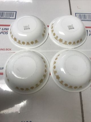 Set Of 3 Soup / Cereal Bowls Corelle Butterfly Gold 5.  5 "