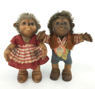 Steiff Hedgehog Doll X 2 Macki Boy And Mucki Girl One Id Button Tags 1960s Vtg