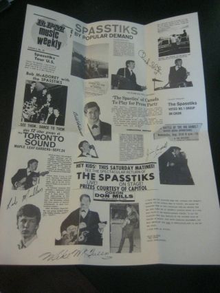 Canadian Advertising Poster Music Band The Spasstiks Aka The Cat & Gary O