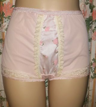 Custom Sissy Tricot soft Pink Nylon Lace gusset Picot elastic Granny panties 6/7 2