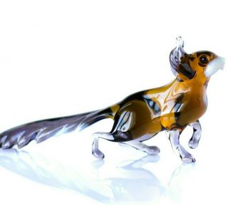 Brown White Squirrel Figurine Blown Glass Art Animal Farm Sculpture