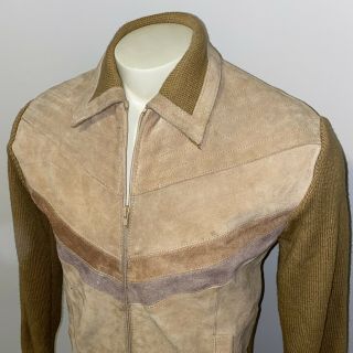 Vtg 60s 70s Hi Gear Leather Jacket Sweater Coat Midcentury Rockabilly Mens Large