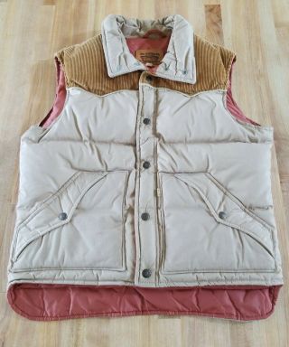Vintage Vtg 70s 80s Levis Ski Puffer Goose Down Vest Corduroy Size M White Tab