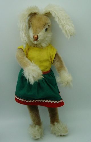 cute vintage Schuco bigo - bello Hegi Mohair Rabbit Bunny Girl Squeaker 2