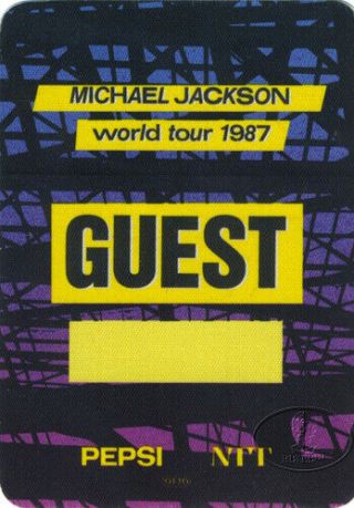 Michael Jackson 1987 Bad Tour Backstage Pass Guest Ylw