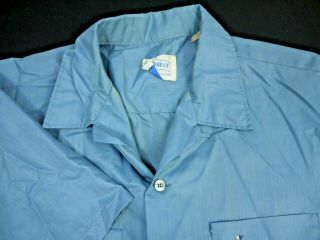 Vintage 50s 60s Brent Loop Collar Shirt Blue Rockabilly Square Bottom Mens L