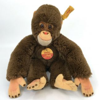 Steiff Jocko Chimp Plush 26cm 10in Id Button Tags 1980s Monkey Vintage