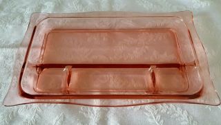 Vintage Pink Depression Glass Valet Vanity Tray With Compartments