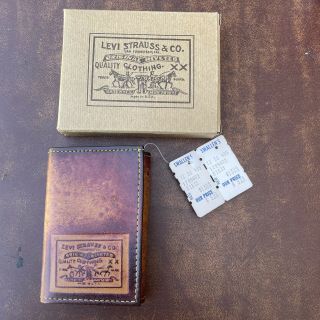 Vtg Levis Wallet Nos Orange Tab Leather Tri Fold Jean Denim Lined Rare 70s Box