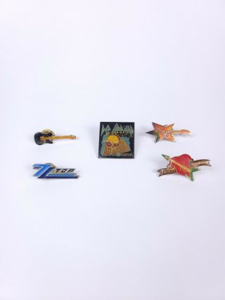5 Metal Enamel Logo Vintage Pin Def Leppard,  Tom Petty,  Zz Top,  Fleetwood Mac