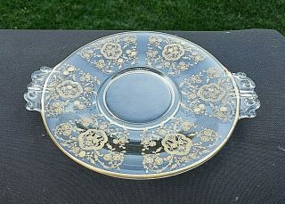 Gold Encrusted Glastonbury - Lotus Bridal Bouquet 2 Handle Lemon Plate 8½ "
