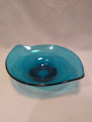 Vintage Viking Glass Blue Candy Dish,  8 " Point To Point,  Perfect