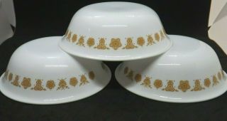 3 Vintage Corelle Butterfly Gold Soup Cereal Salad Bowls 6 1/8 " Corning