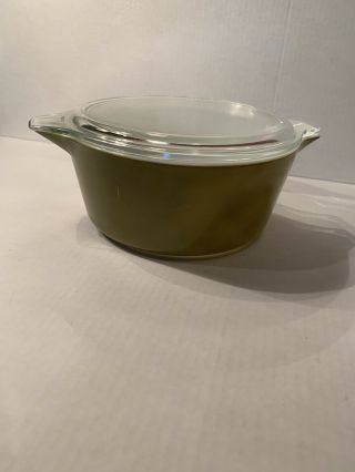 Pyrex Olive Green 475 - B 2 1/2 Quart Vintage Casserole Dish With Lid