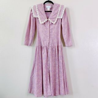 Vintage 80s Gunne Sax Floral Dress S Small Prairie Midi Cottagecore Purple