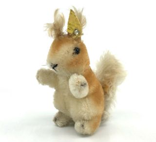 Steiff Possy Squirrel Mohair Plush 10cm 4in Id Button Tag 1960s Vintage