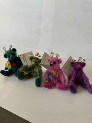 Set Of 4 Only 3 Tags Deb Canham Out Of Towners Mohair Bears Signed Tags