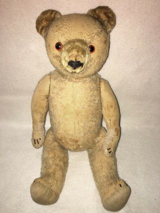 Adorable Old Antique 16” Mohair Teddy Bear Jointed Needs Tlc