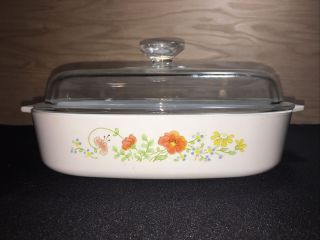 Vintage Corning Ware Wildflower Casserole Dish A - 10 - B 2.  5 Liter With Lid A12c