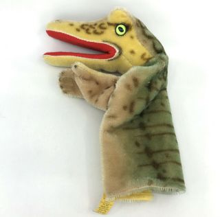 Steiff Gaty Crocodile Mohair Hand Puppet 17cm 7in Id Button Tag 1968 - 78 Vintage