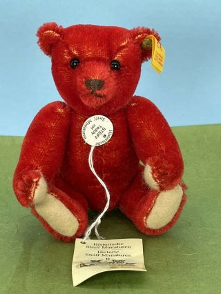 Steiff Teddy Bear Rot (red) 029226.  Steiff Historical Miniature Teddy Bear.