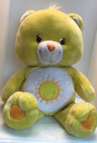 2002 Care Bear Jumbo Plush 26” Yellow Sunshine Funshine Retired
