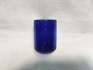 Vintage Antique Primitive Hand Blown Cobalt Blue Glass Tumbler Drinking Glass 4 "
