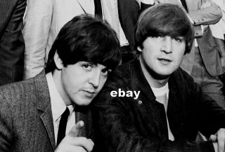 John Lennon & Paul Mccartney 1965 At Beatles Press Conference Fantastic Bw Photo