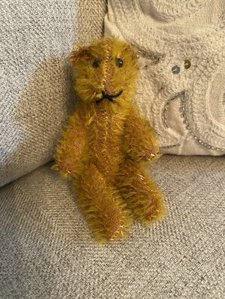 Darling Antique Primitive Mohair Teddy Bear Miniature 4 - Jointed Golden Handmade?