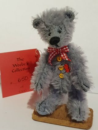 Limited Edition Deb Canham Miniature Mohair Bear Righty O " Woebe 