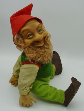 Large Vintage 50s Steiff Felt Doll Gucki Gnome Dwarf With Button And Tag 30 Cm