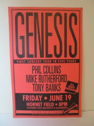 Vintage Concert Poster Genesis Phil Collins June 1992 Bill Graham Prod