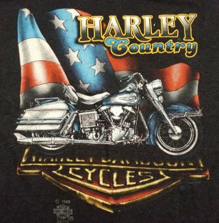 Vtg 1985 Harley Davidson 3d Emblem T Shirt River Ciy Cycle Shreveport Sz 42 Usa