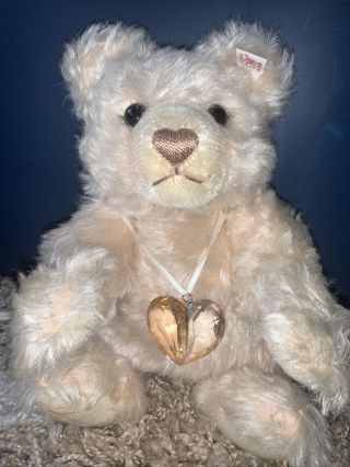 Steiff Jewels 2007 Limited Edition 10 " Teddy Bear With Swarovski Crystal Heart