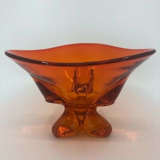 Viking Glass Epic Footed Bowl 1209 In Persimmon 8 " Tall - Tri Foot (three Toe)