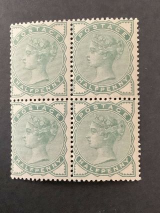 Gb Qv 1/2d,  Green,  Unmounted Block Of Four