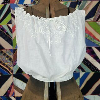 Antique Edwardian Victorian White Cotton Corset Cover Camisole Sleeveless Blouse