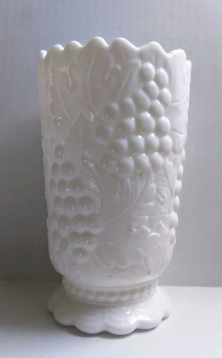 Imperial Milk Glass Vase With Grape Vines