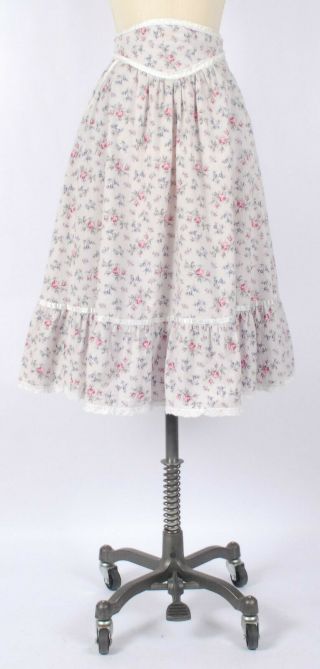 Vtg 80s Gunne Sax Gunnies Floral Rose Calico Prairie Skirt W/satin & Lace 13