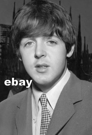 Paul Mccartney 1965 Close Up In Milan Italy Checked Tie Beatles Photo