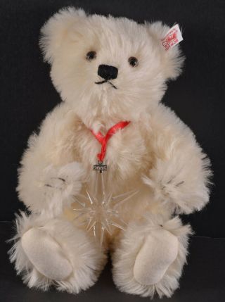 Steiff Limited Edition Swarovski Teddy Bear White Mohair Crystal Ornament 668401