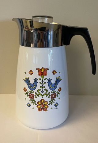Vintage Corning Ware 1975 Friendship Blue Birds Country Festival 10 Cup Pitcher
