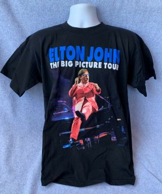 Elton John The Big Picture Concert Tour T - Shirt Sz Large Vtg 1997 Black